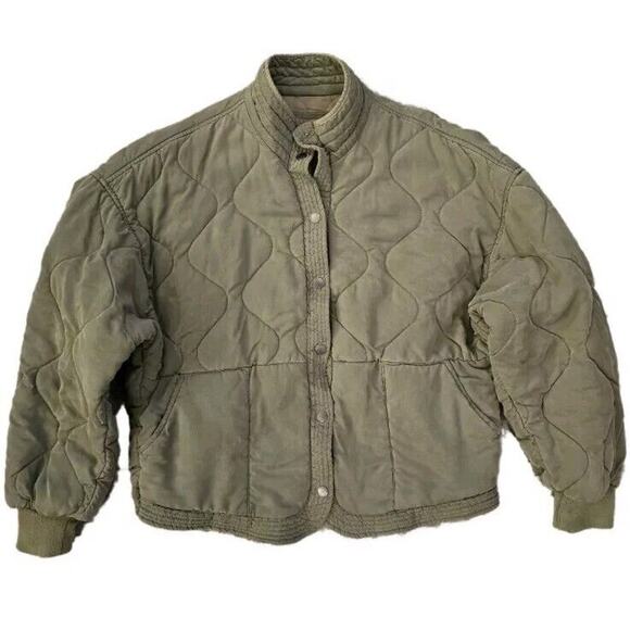 BlankNYC Dropshoulder Quillted Jacket Burnt Sage Womens Size Small - Picture 1 of 8